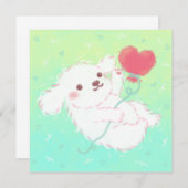 Cute Puppy with Heart Balloon Kaart (Voorkant / Achterkant)