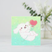 Cute Puppy with Heart Balloon Kaart (Staand voorkant)