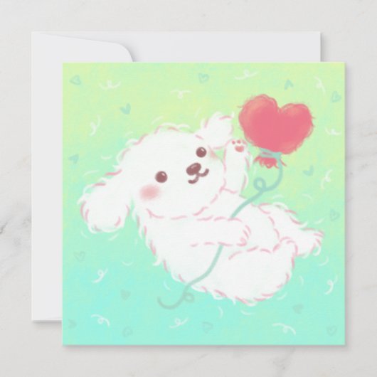 Cute Puppy with Heart Balloon Kaart (Voorkant)