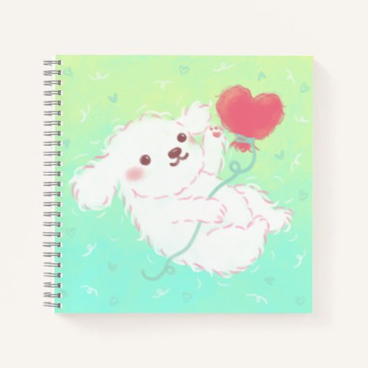 Cute Puppy with Heart Balloon Notitieboek (Voorkant)