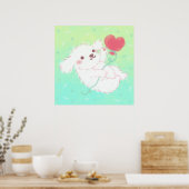 Cute Puppy with Heart Balloon Poster (Keuken)