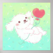 Cute Puppy with Heart Balloon Poster (Voorkant)