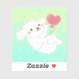 Cute Puppy with Heart Balloon Sticker