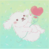 Cute Puppy with Heart Balloon Sticker (Voorkant)