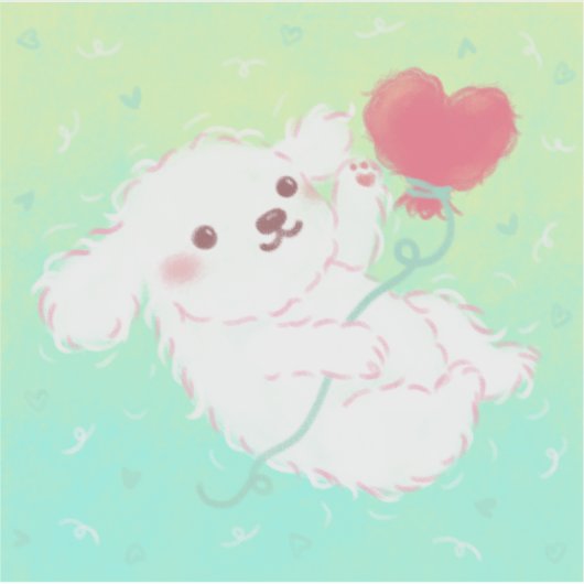 Cute Puppy with Heart Balloon Sticker (Voorkant)