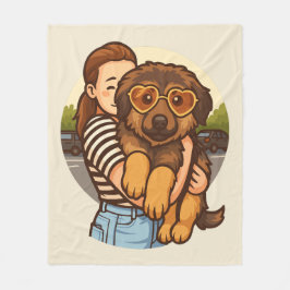 Cute Puppy with Heart Sunglasses  Fleece Deken