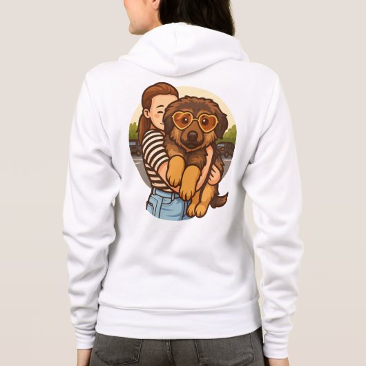 Cute Puppy with Heart Sunglasses Hoodie (Achterkant)