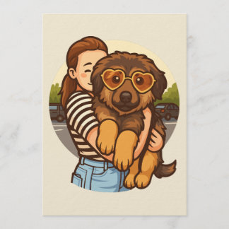 Cute Puppy with Heart Sunglasses  Kaart