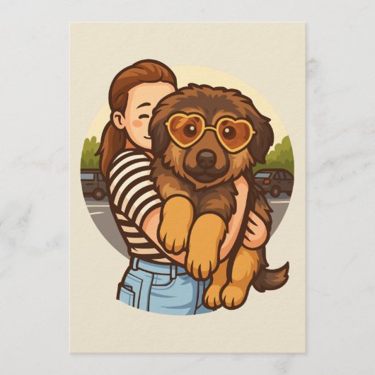 Cute Puppy with Heart Sunglasses Kaart (Voorkant)