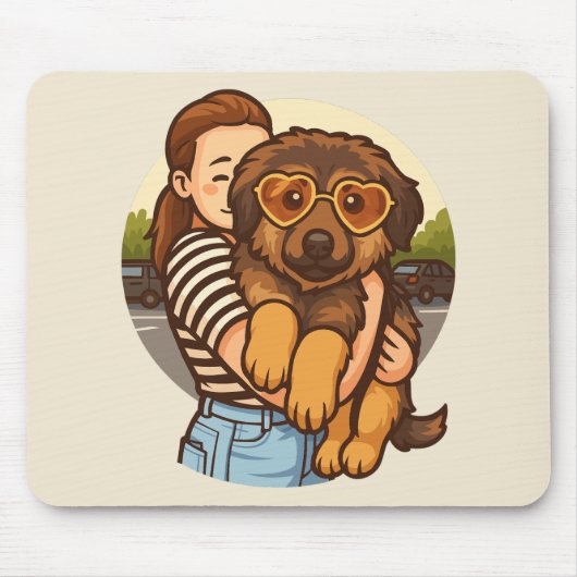 Cute Puppy with Heart Sunglasses Muismat (Voorkant)