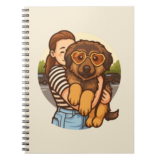Cute Puppy with Heart Sunglasses  Notitieboek (Voorkant)