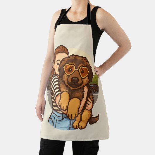 Cute Puppy with Heart Sunglasses  Schort (Insitu)