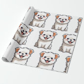 Cute Puppy Wrapping Paper – Seamless Dog Pattern Cadeaupapier (Uitgerold)