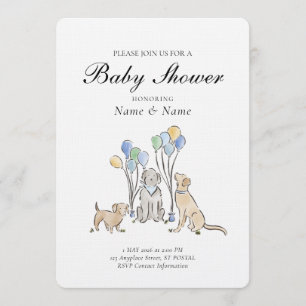 Cute puppyhonden en ballonnen jongens baby shower kaart