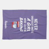 Cute Purple Baking Gift For Kids Little Girl Baker Theedoek (Horizontaal)