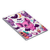 Cute purple bats halloween candy notitieboek (Rechterzijde)