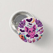 Cute purple bats halloween candy ronde button 3,2 cm (Voorkant /achterkant)