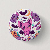 Cute purple bats halloween candy ronde button 3,2 cm (Voorkant)
