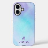 Cute Purple Blue Ombre Personalized Name Case-Mate iPhone Case (Achterkant)