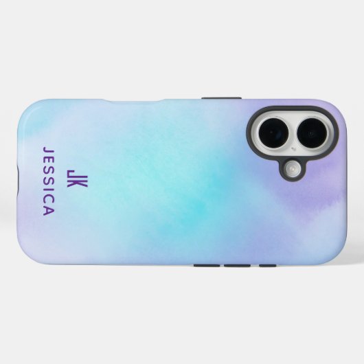 Cute Purple Blue Ombre Personalized Name  Case-Mate iPhone Case (Achterkant (horizontaal))
