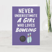 Cute Purple Bowling Cards For Baby Girls Kids  Kaart (Voorkant)