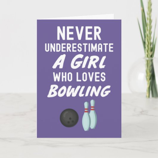 Cute Purple Bowling Cards For Baby Girls Kids  Kaart (Voorkant)