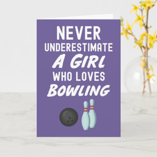 Cute Purple Bowling Cards For Baby Girls Kids Kaart (Gele Bloem)