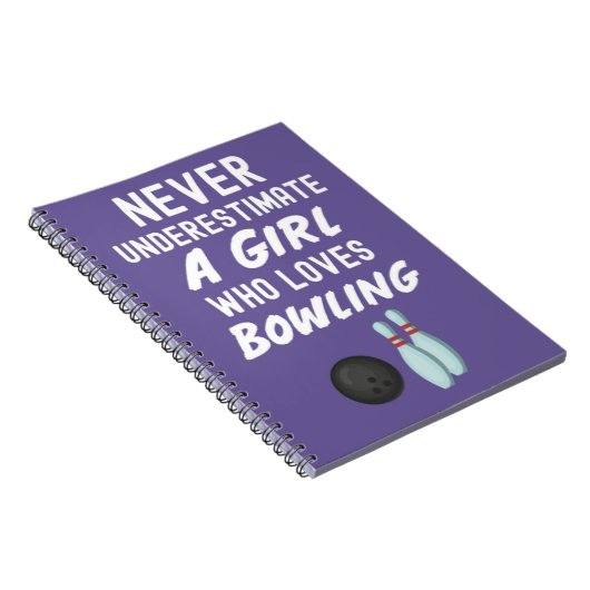 Cute Purple Bowling Gifts For Baby Girls Kids Notitieboek (Rechterzijde)