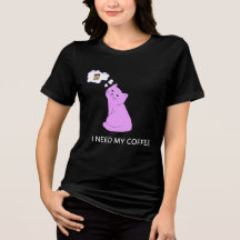 Cute Purple Cat “I Need My Coffee” Funny Design