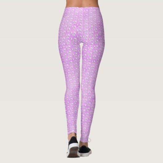 Cute Purple Cats Whimsical Patterned Leggings (Achterkant)
