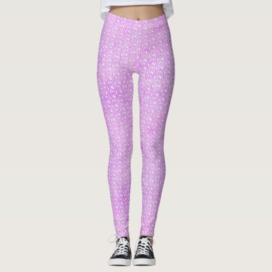 Cute Purple Cats Whimsical Patterned Leggings (Voorkant)