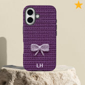 Cute Purple Crochet Bow Yarn Custom Name Case-Mate iPhone Case