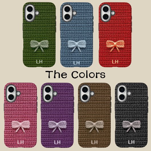 Cute Purple Crochet Bow Yarn Custom Name Case-Mate iPhone Case