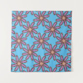 Cute Purple Daisies On Blue Wandkleed (Voorkant (horizontaal))