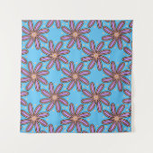 Cute Purple Daisies On Blue Wandkleed (Voorkant)