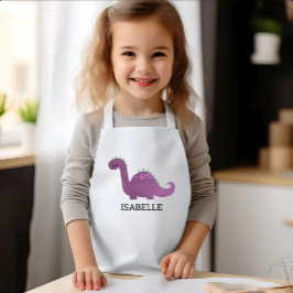 Cute Purple Dinosaur Personalized Kinder Schort