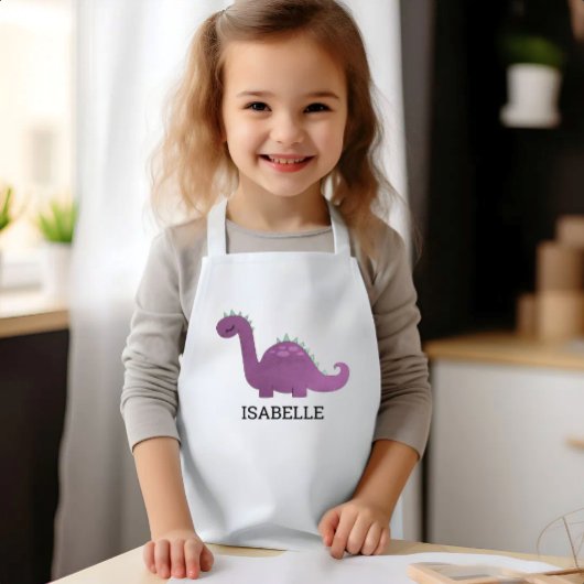 Cute Purple Dinosaur Personalized Kinder Schort