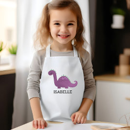Cute Purple Dinosaur Personalized Kinder Schort