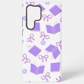 Cute Purple Dreamy Books & Bows Pattern Samsung Galaxy Hoesje (Achterkant)