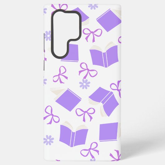 Cute Purple Dreamy Books & Bows Pattern Samsung Galaxy Hoesje (Achterkant)