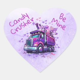 Cute Purple Dump Truck Valentine  Hart Sticker