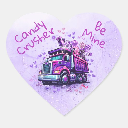 Cute Purple Dump Truck Valentine Hart Sticker (Voorkant)