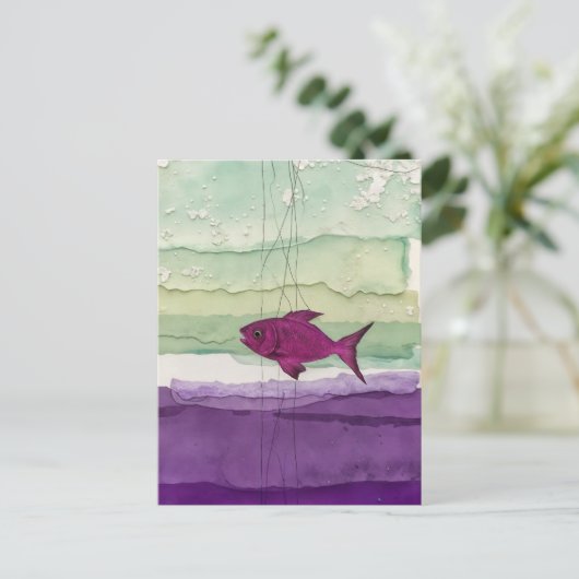 Cute Purple Fish Briefkaart (Staand voorkant)