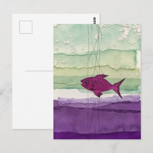 Cute Purple Fish Briefkaart (Voorkant / Achterkant)