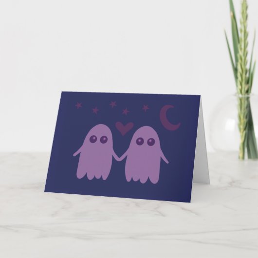 Cute Purple Ghost Card Bedankkaart (Voorkant)