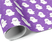 Cute Purple Ghost Pattern – Halloween Design Cadeaupapier (Rol Hoek)