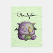 Cute Purple Green Fluffy Monster Buddy Fleece Deken (Voorkant)