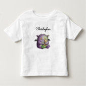 Cute Purple Green Fluffy Monster Buddy Kinder Shirts (Voorkant)