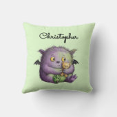 Cute Purple Green Fluffy Monster Buddy Kussen (Achterkant)