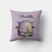 Cute Purple Green Fluffy Monster Buddy Kussen (Achterkant)